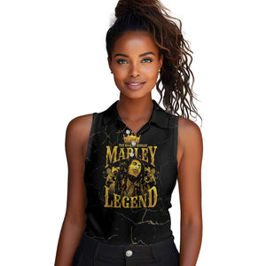 Reggae King Marley Women Sleeveless Polo Shirt Gold Lion