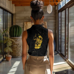 Reggae King Marley Women Sleeveless Polo Shirt Gold Lion