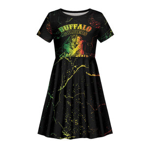 Reggae King Buffalo Soldier Kid Short Sleeve Dress Honoring The Legend