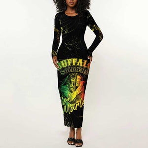 Reggae King Buffalo Soldier Long Sleeve Bodycon Dress Honoring The Legend LT05