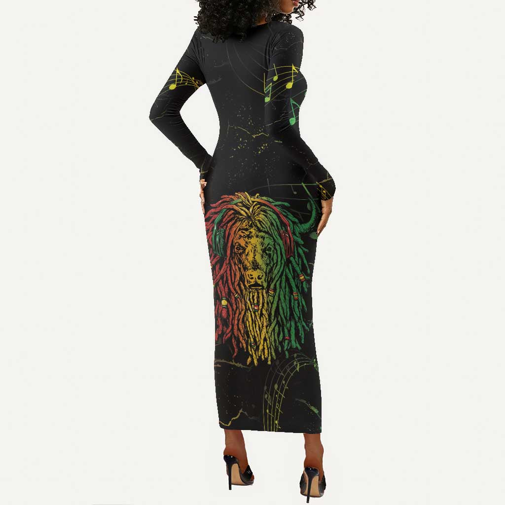 Reggae King Buffalo Soldier Long Sleeve Bodycon Dress Honoring The Legend LT05