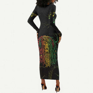 Reggae King Buffalo Soldier Long Sleeve Bodycon Dress Honoring The Legend LT05