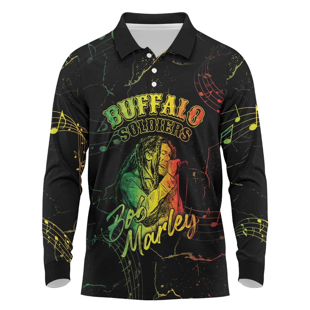 Reggae King Buffalo Soldier Long Sleeve Polo Shirt Honoring The Legend