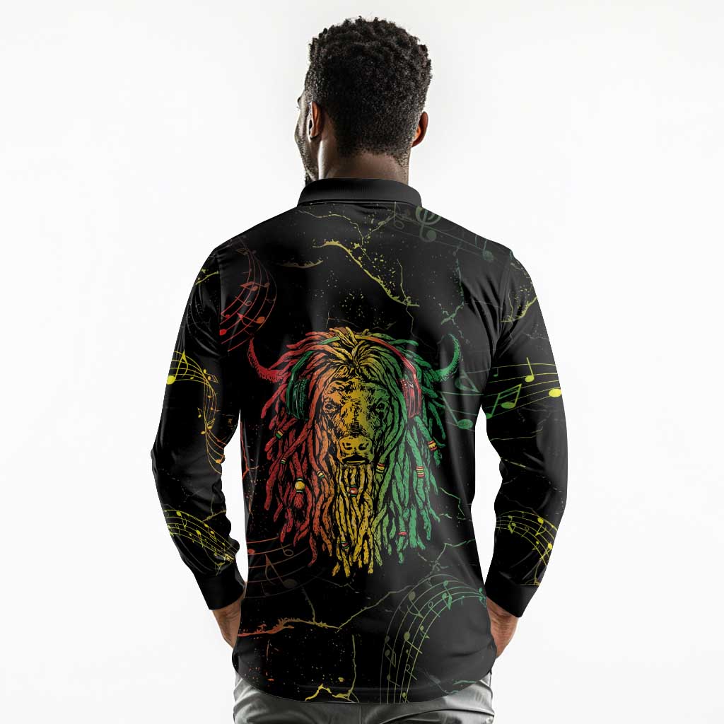 Reggae King Buffalo Soldier Long Sleeve Polo Shirt Honoring The Legend