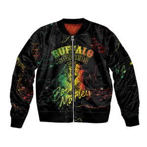 Reggae King Buffalo Soldier Sleeve Zip Bomber Jacket Honoring The Legend