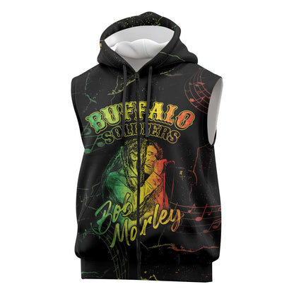 Reggae King Buffalo Soldier Sleeveless Zip Hoodie Honoring The Legend - African Pride