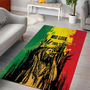 Legend Bob Personalized Area Rug Reggae Grunge