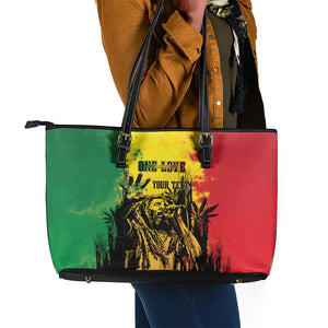 Legend Bob Personalized Leather Tote Bag Reggae Grunge