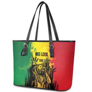 Legend Bob Personalized Leather Tote Bag Reggae Grunge