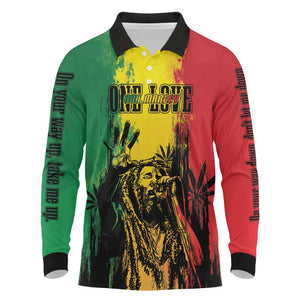 Legend Bob Personalized Long Sleeve Polo Shirt Reggae Grunge