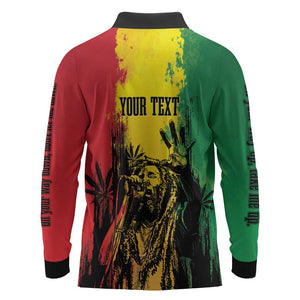 Legend Bob Personalized Long Sleeve Polo Shirt Reggae Grunge