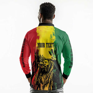 Legend Bob Personalized Long Sleeve Polo Shirt Reggae Grunge