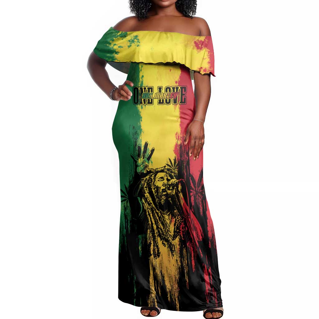 Legend Bob Personalized Off Shoulder Maxi Dress Reggae Grunge