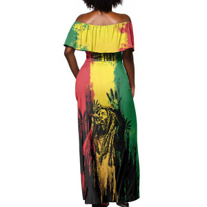 Legend Bob Personalized Off Shoulder Maxi Dress Reggae Grunge