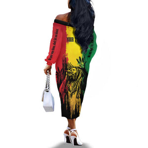 Legend Bob Personalized Off The Shoulder Long Sleeve Dress Reggae Grunge