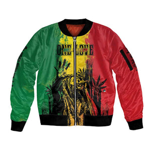 Legend Bob Personalized Sleeve Zip Bomber Jacket Reggae Grunge