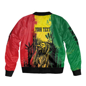 Legend Bob Personalized Sleeve Zip Bomber Jacket Reggae Grunge