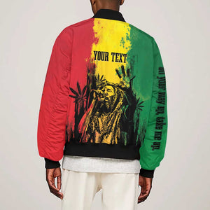 Legend Bob Personalized Sleeve Zip Bomber Jacket Reggae Grunge