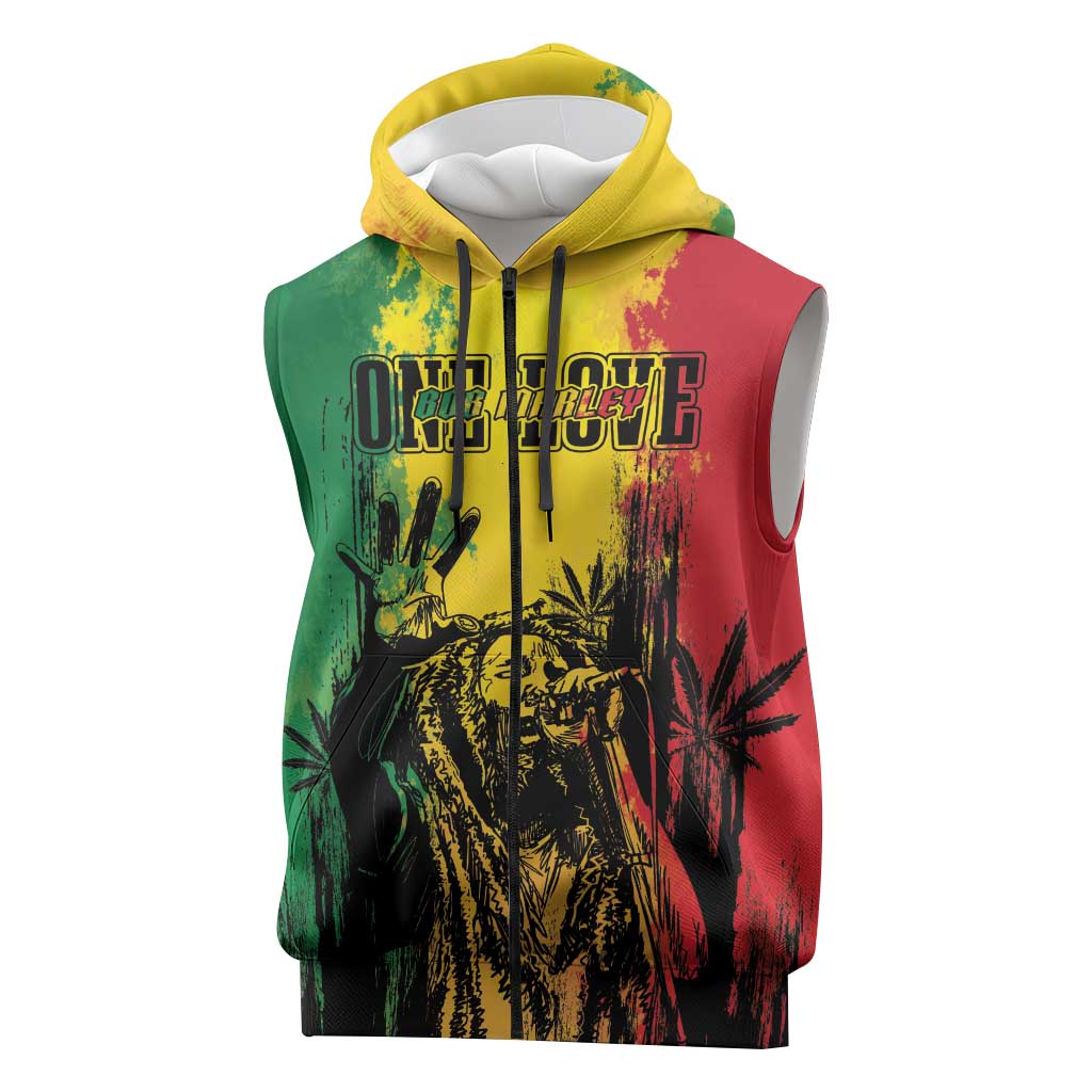 Legend Bob Personalized Sleeveless Zip Hoodie Reggae Grunge - African Pride