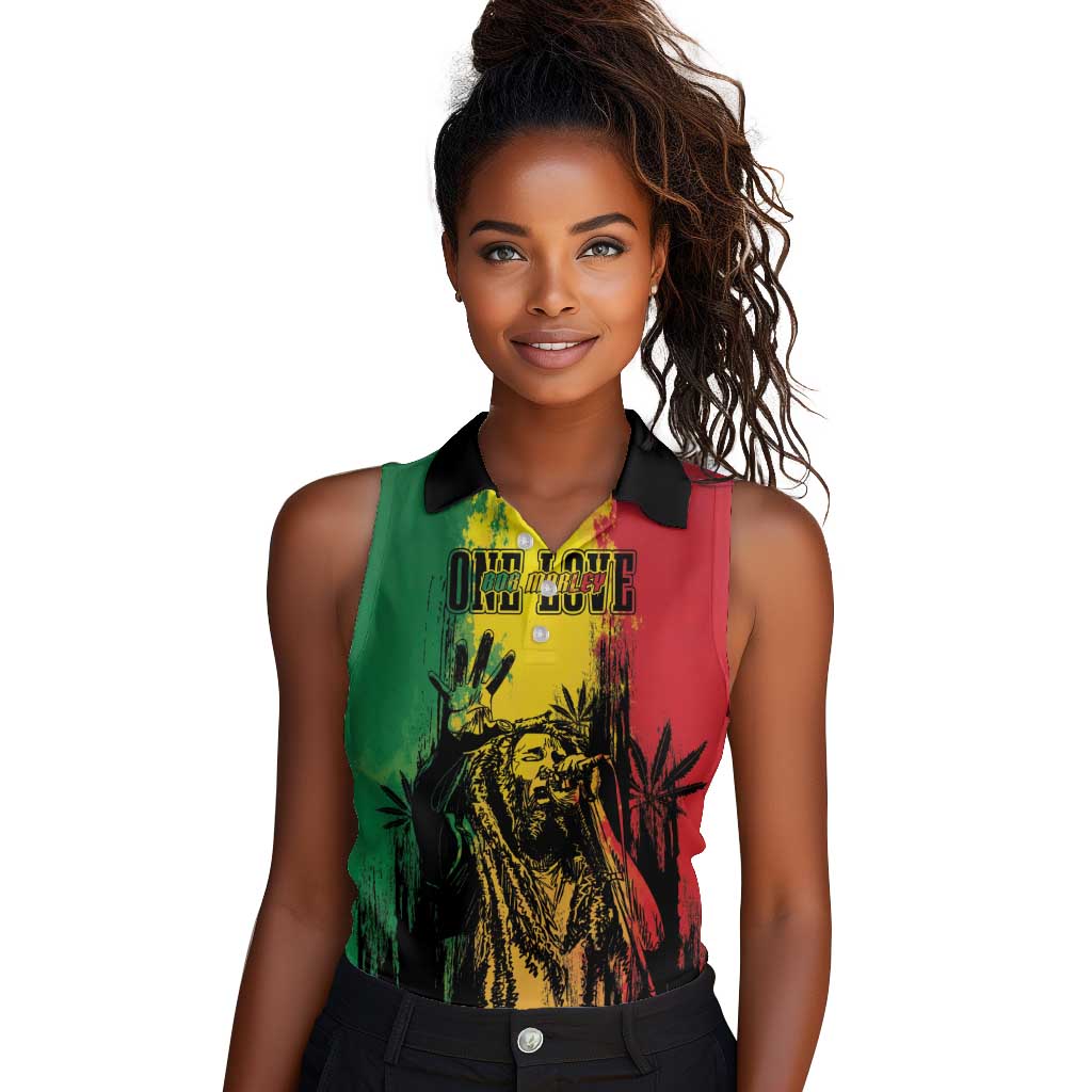 Legend Bob Personalized Women Sleeveless Polo Shirt Reggae Grunge