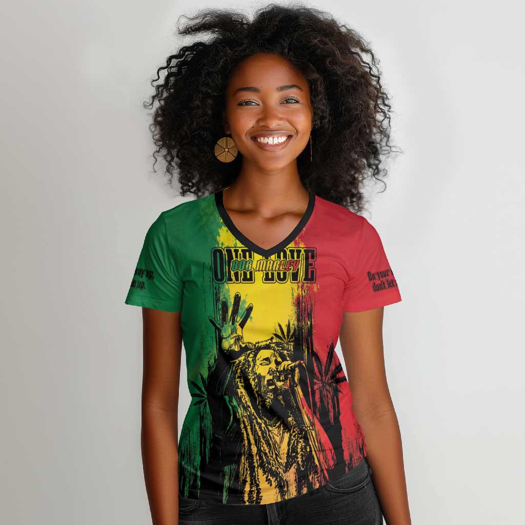 Legend Bob Personalized Women V-Neck T-Shirt Reggae Grunge