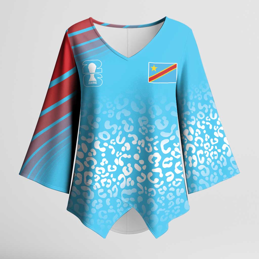 DR Congo WC2026 Custom Guernsey Leopard Inspired Kimono Sleeve Blouse