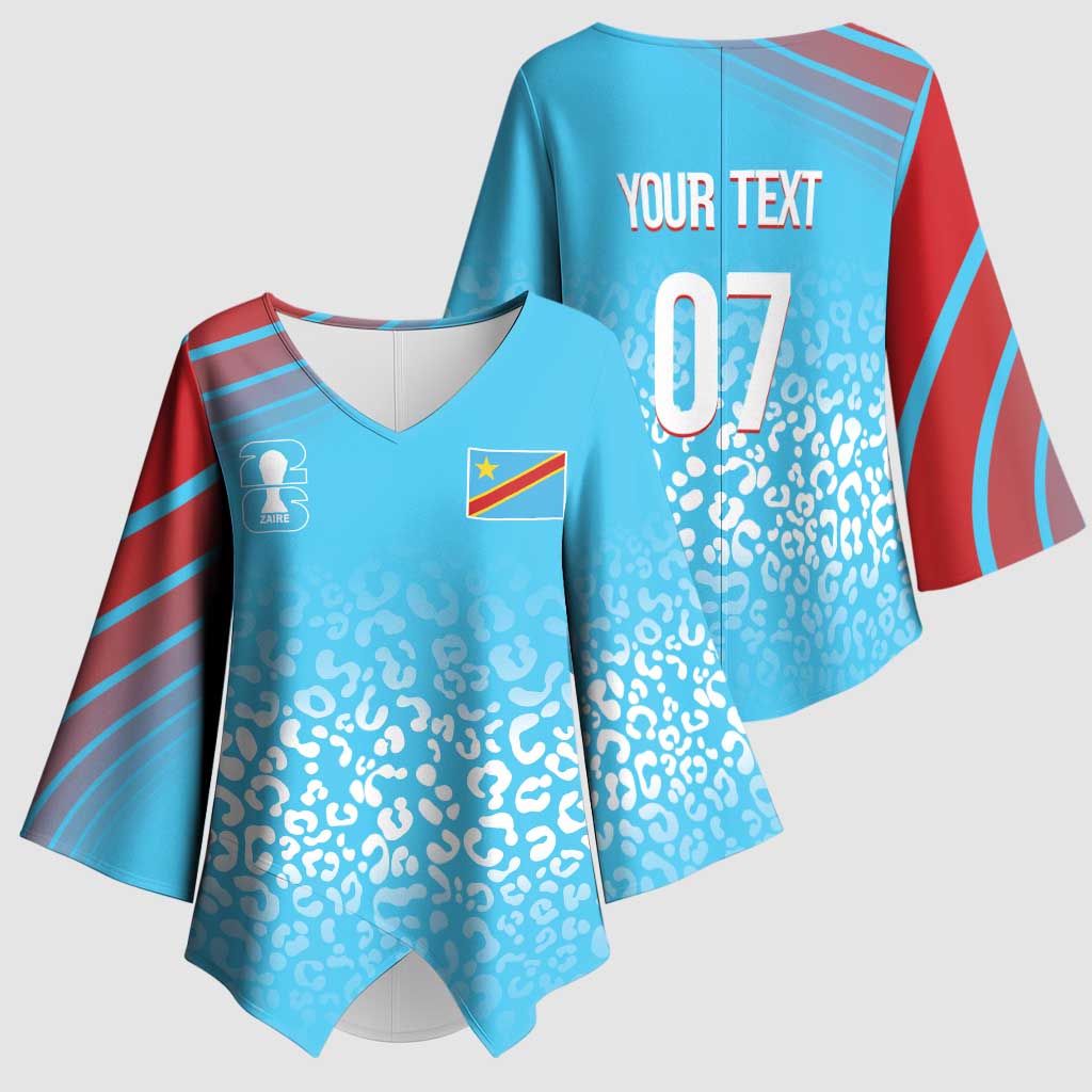 DR Congo WC2026 Custom Guernsey Leopard Inspired Kimono Sleeve Blouse