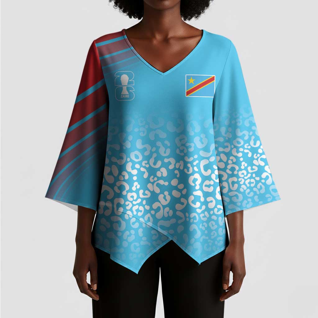 DR Congo WC2026 Custom Guernsey Leopard Inspired Kimono Sleeve Blouse