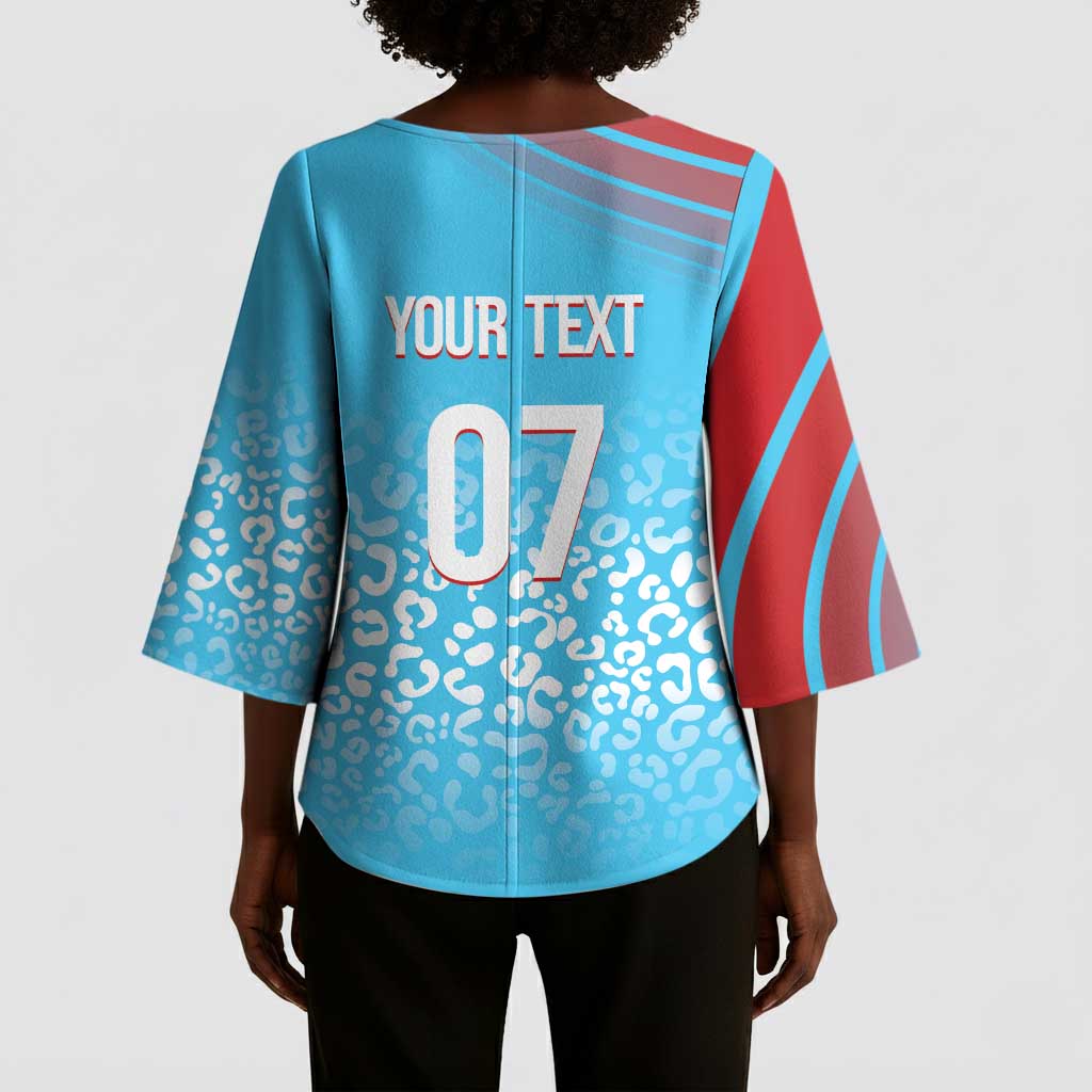 DR Congo WC2026 Custom Guernsey Leopard Inspired Kimono Sleeve Blouse