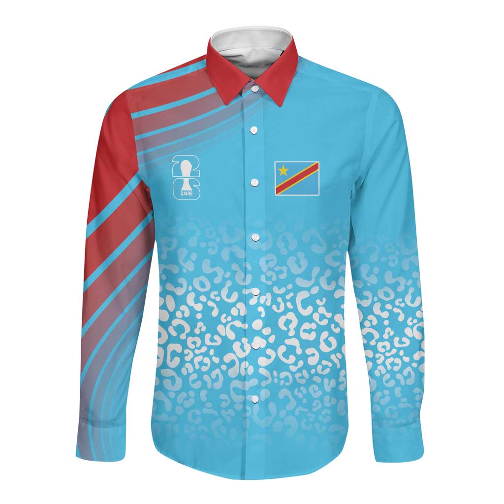 DR Congo WC2026 Custom Guernsey Leopard Inspired Long Sleeve Button Shirt