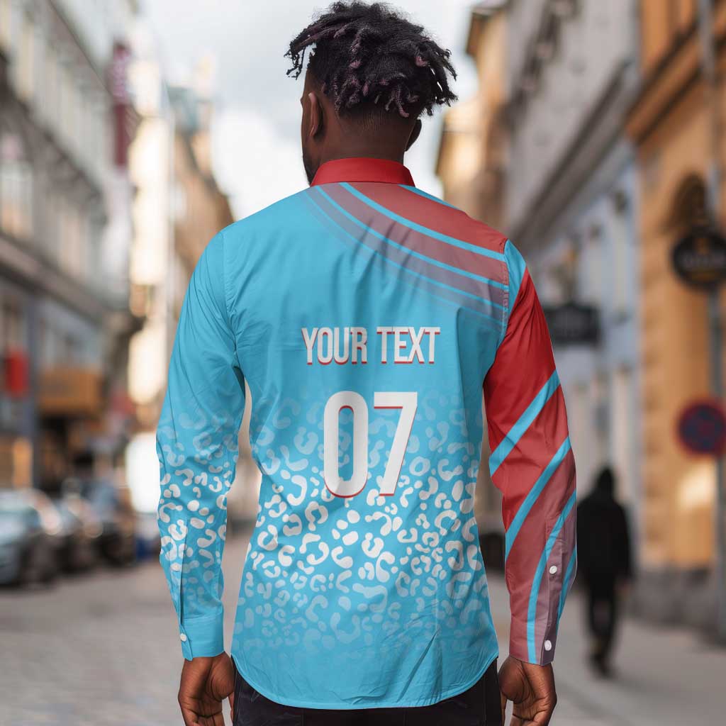 DR Congo WC2026 Custom Guernsey Leopard Inspired Long Sleeve Button Shirt
