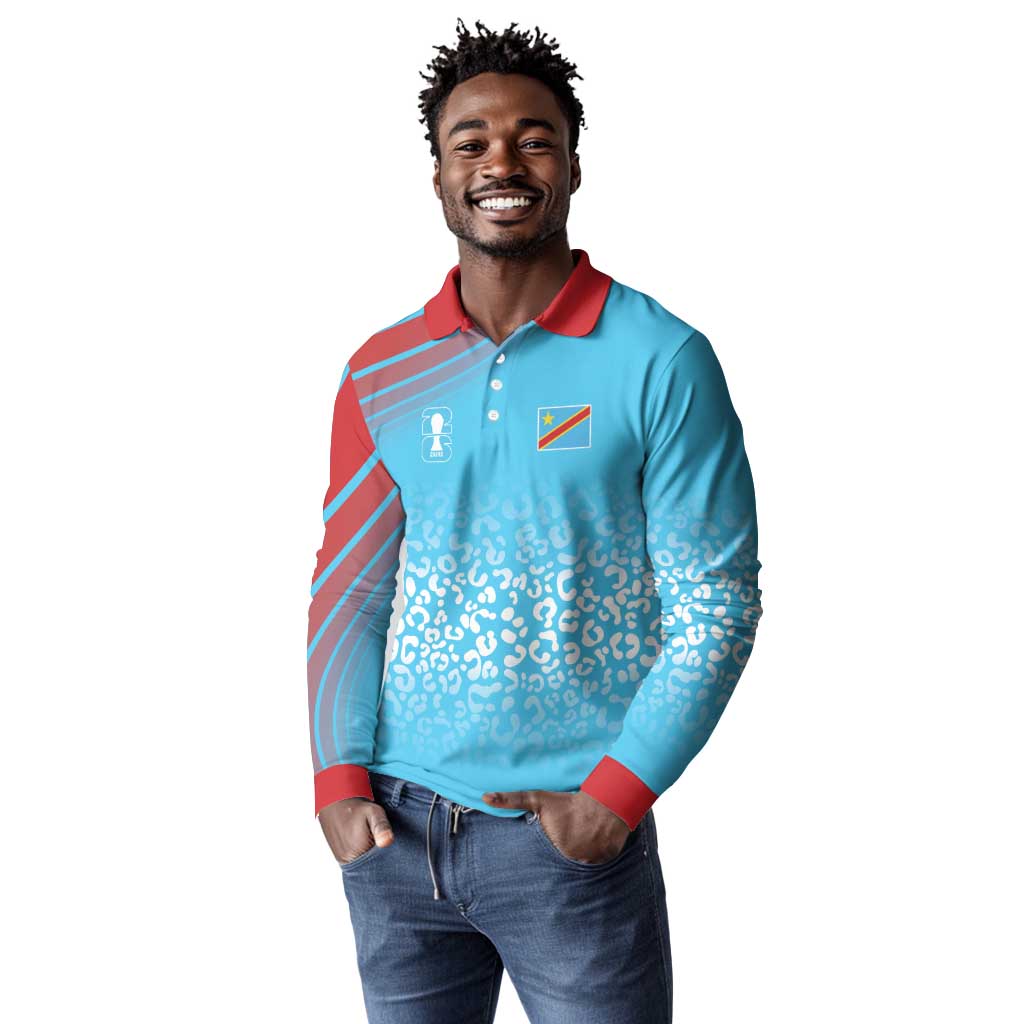 DR Congo WC2026 Custom Guernsey Leopard Inspired Long Sleeve Polo Shirt