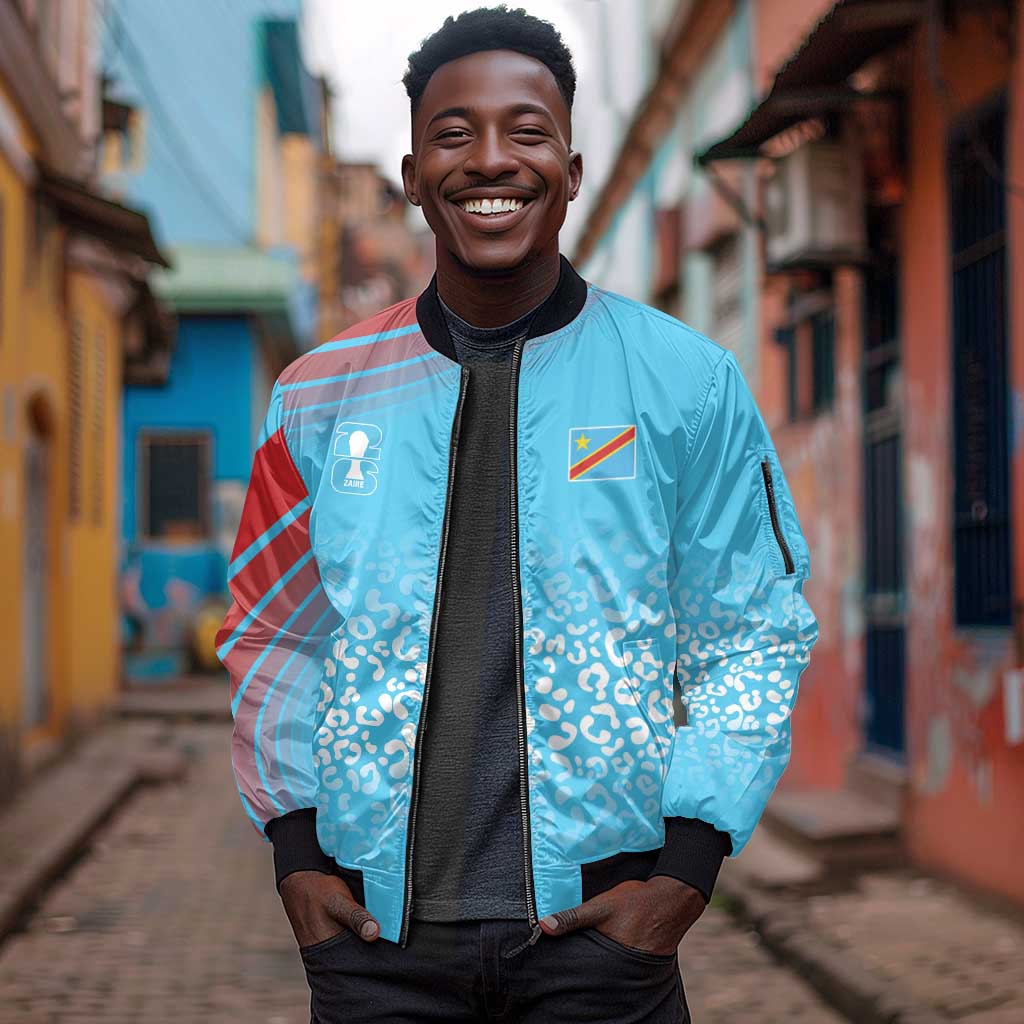 DR Congo WC2026 Custom Guernsey Leopard Inspired Sleeve Zip Bomber Jacket