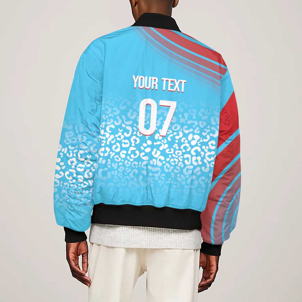 DR Congo WC2026 Custom Guernsey Leopard Inspired Sleeve Zip Bomber Jacket