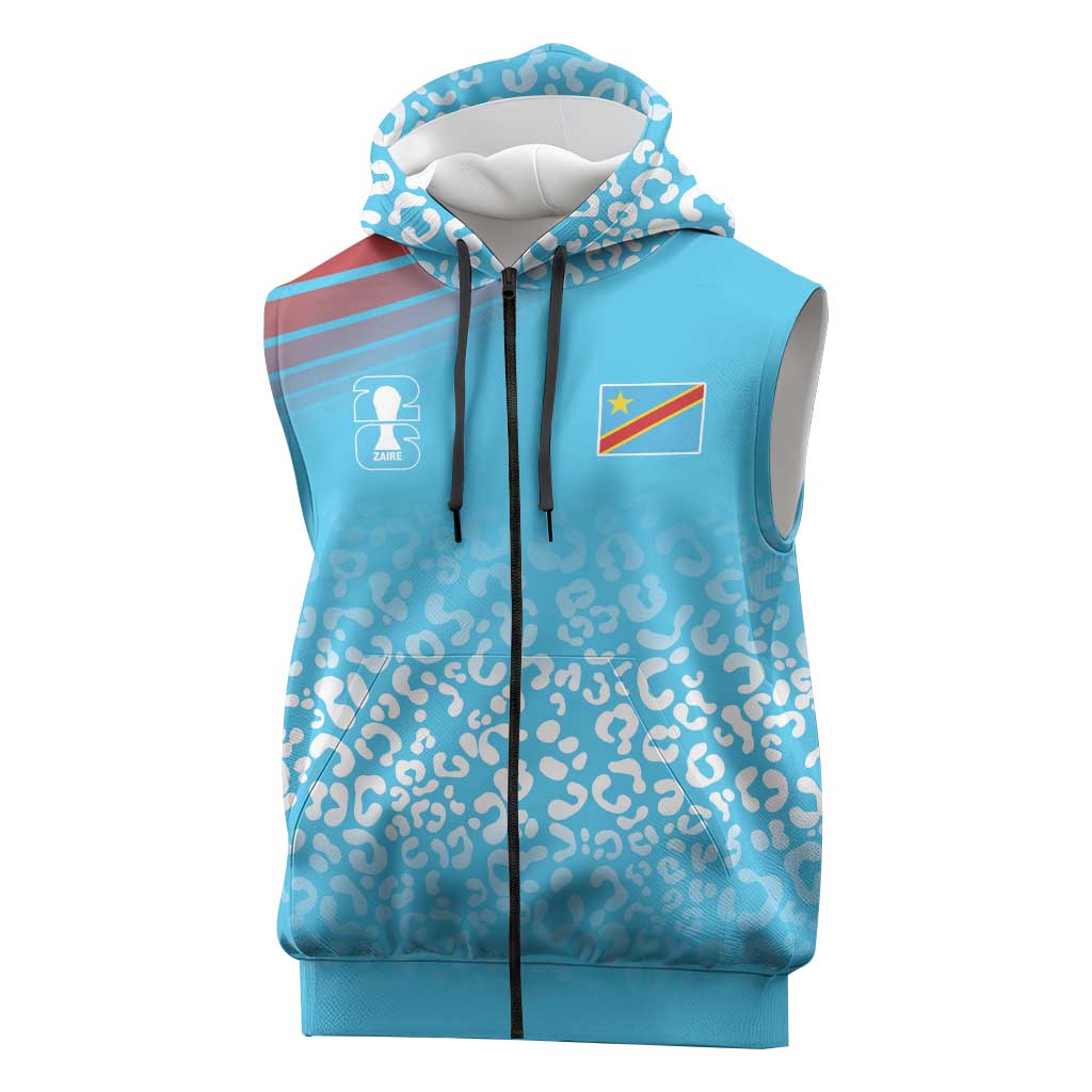 DR Congo WC2026 Custom Guernsey Leopard Inspired Sleeveless Zip Hoodie