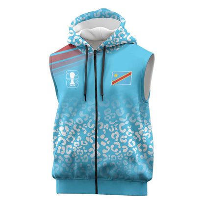 DR Congo WC2026 Custom Guernsey Leopard Inspired Sleeveless Zip Hoodie