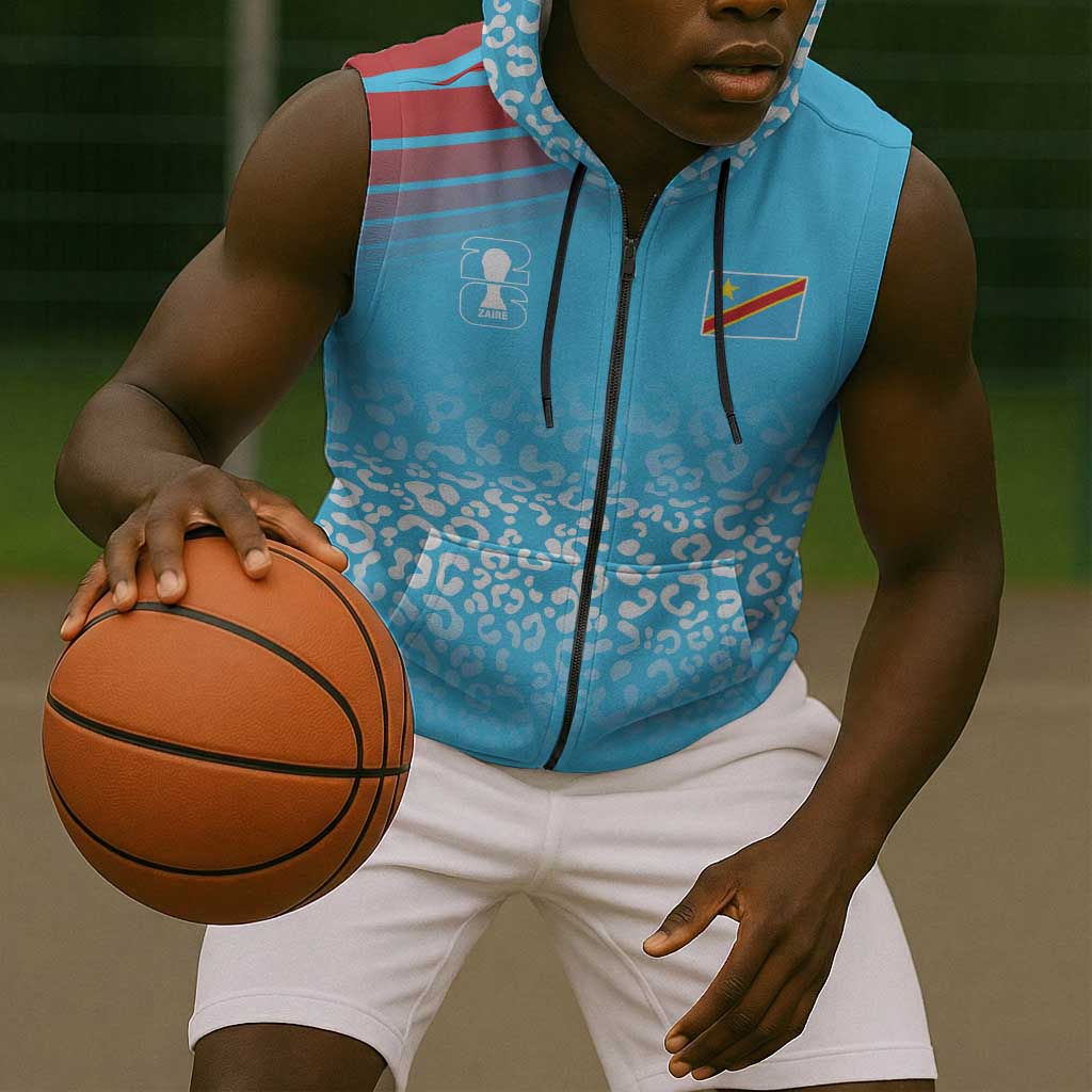 DR Congo WC2026 Custom Guernsey Leopard Inspired Sleeveless Zip Hoodie