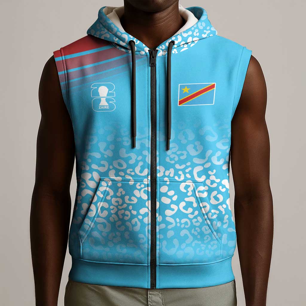 DR Congo WC2026 Custom Guernsey Leopard Inspired Sleeveless Zip Hoodie