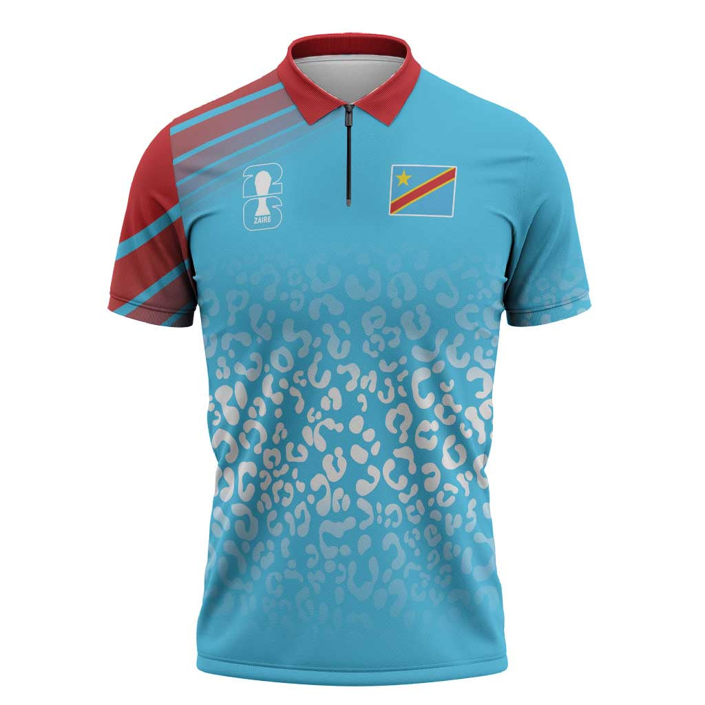 DR Congo WC2026 Custom Guernsey Leopard Inspired Zipper Polo Shirt