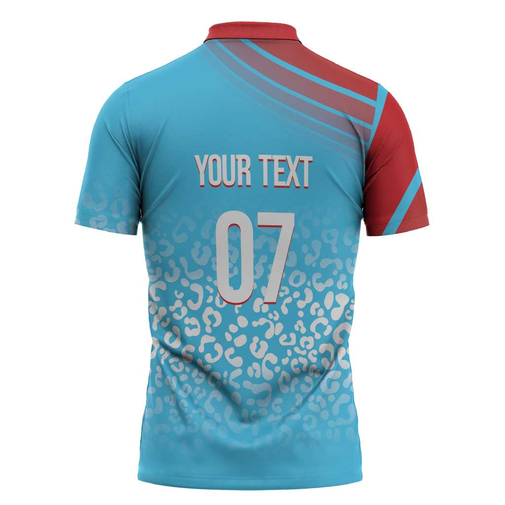 DR Congo WC2026 Custom Guernsey Leopard Inspired Zipper Polo Shirt