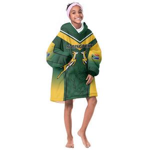 South Africa Rugby Kid Wearable Blanket Hoodie Bokke Champions