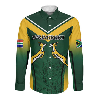 South Africa Rugby Long Sleeve Button Shirt Bokke Champions
