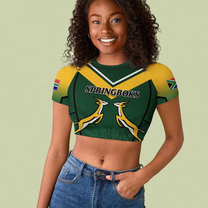 South Africa Rugby Raglan Cropped T shirt Bokke Champions