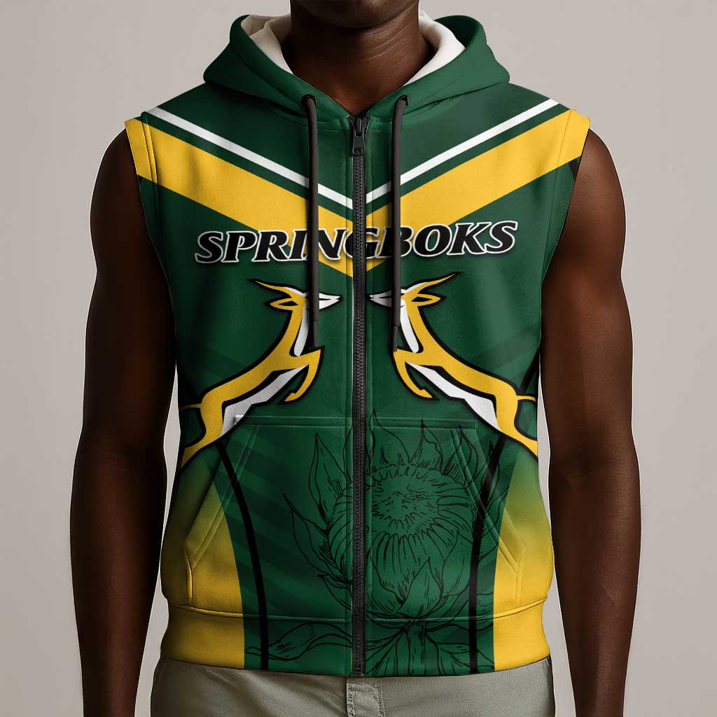 South Africa Rugby Sleeveless Zip Hoodie Bokke Champions - African Pride