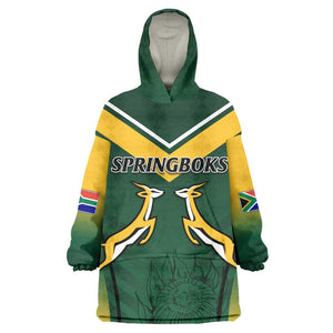 South Africa Rugby Wearable Blanket Hoodie Bokke Champions