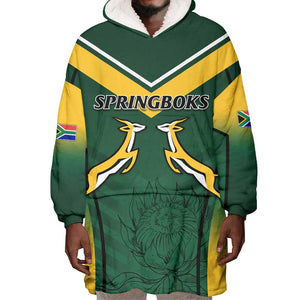 South Africa Rugby Wearable Blanket Hoodie Bokke Champions