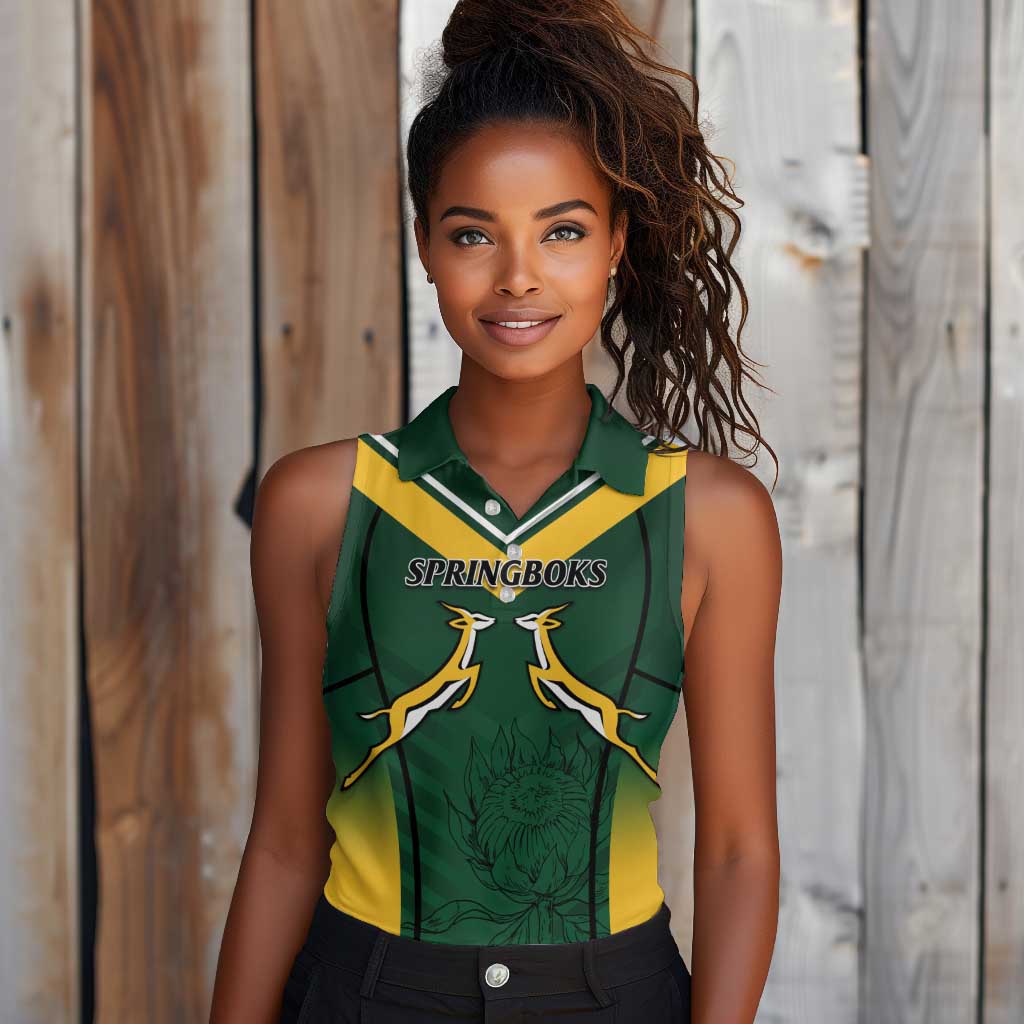 South Africa Rugby Women Sleeveless Polo Shirt Bokke Champions