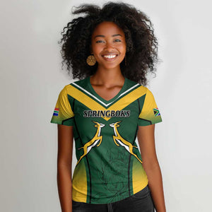 South Africa Rugby Women V-Neck T-Shirt Bokke Champions