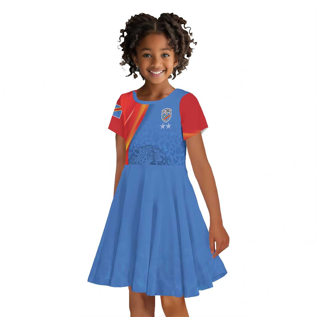 DR Congo Football 2026 Custom Kid Short Sleeve Dress Les Leopards - Glory Upon Glory LT7
