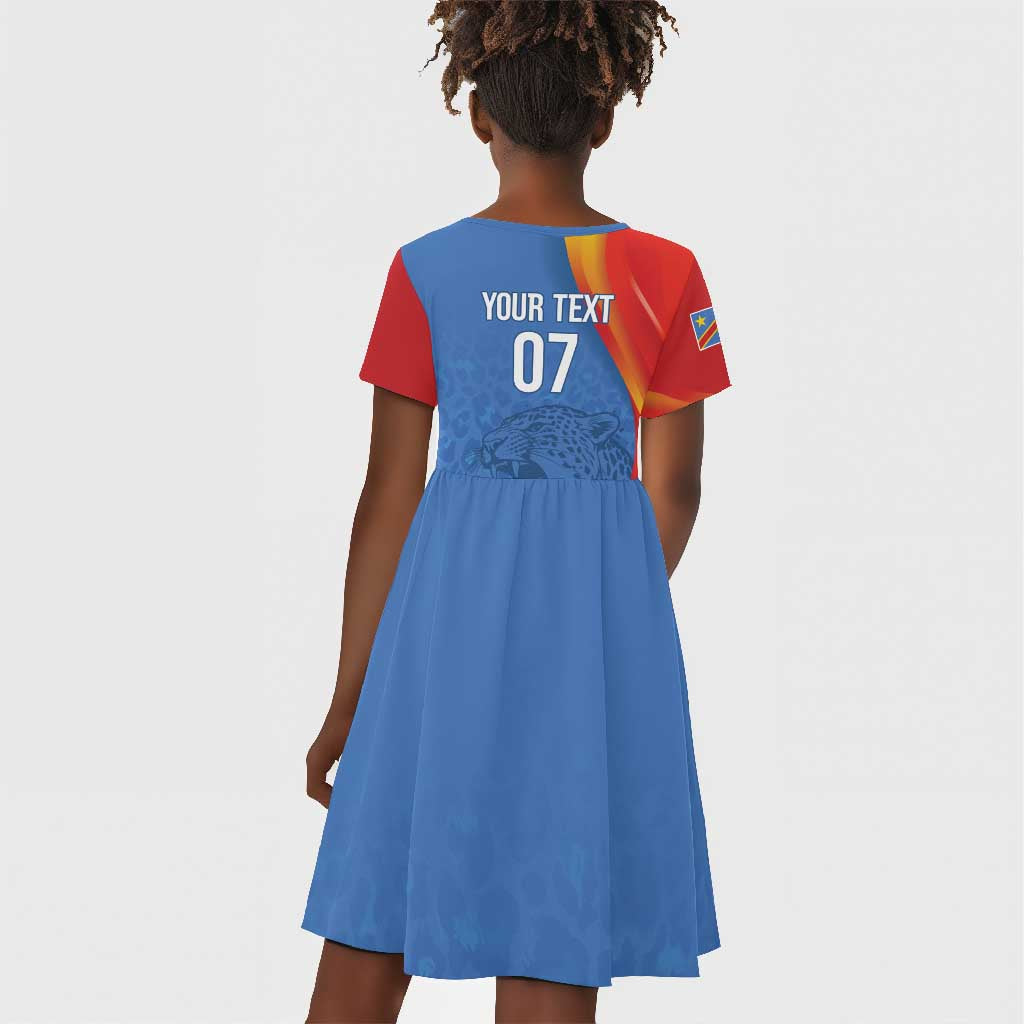 DR Congo Football 2026 Custom Kid Short Sleeve Dress Les Leopards - Glory Upon Glory LT7